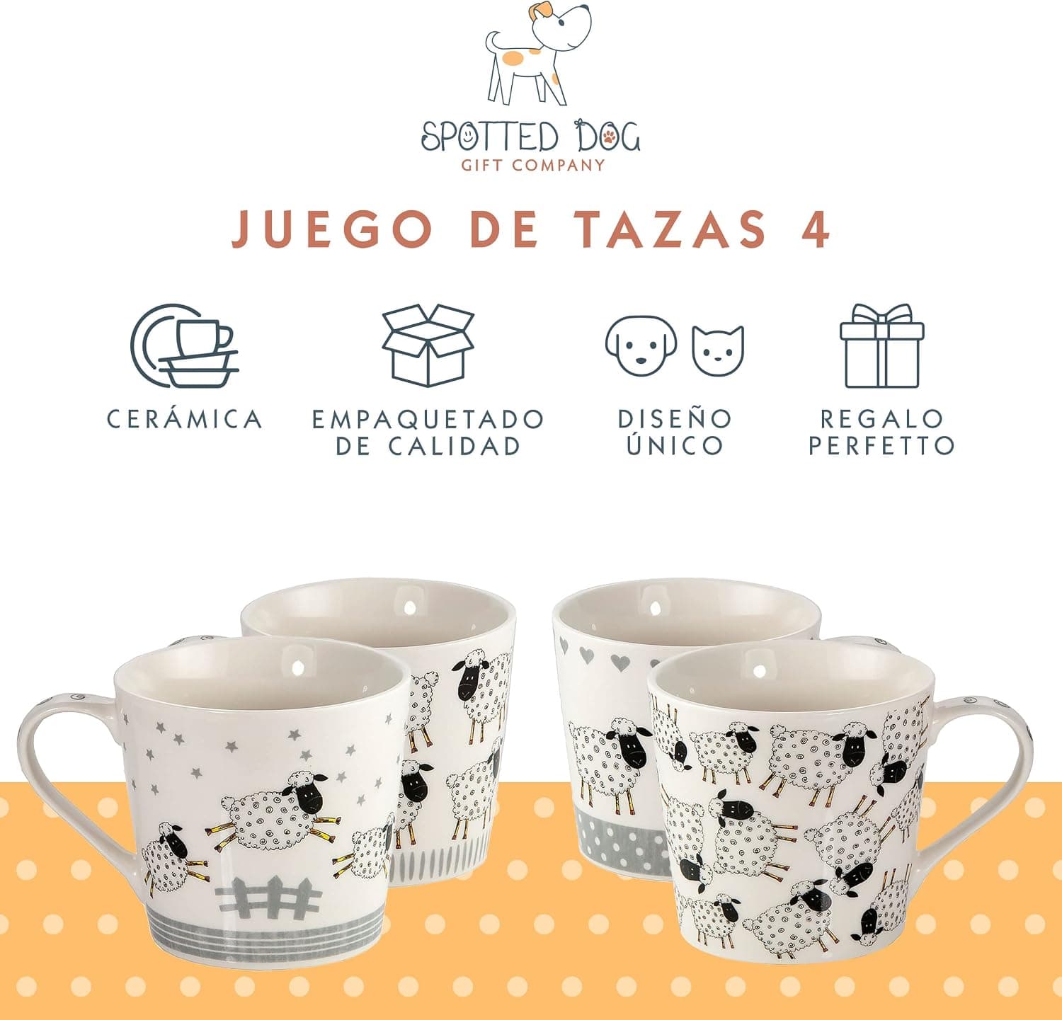Set de 4 Tazas de Café con Diseño de Ovejas, foto 2