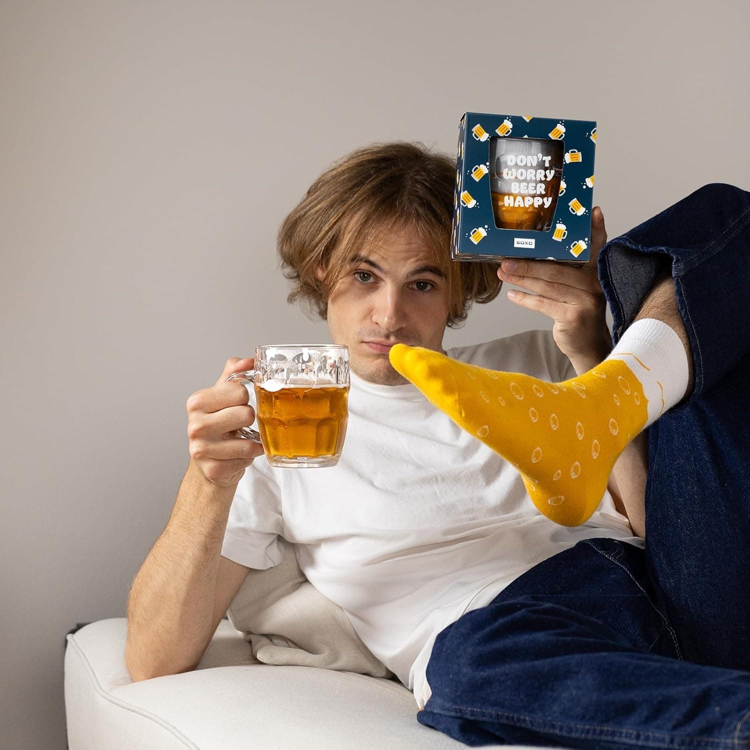 Set de cerveza con calcetines, jarra y abridor, foto 3