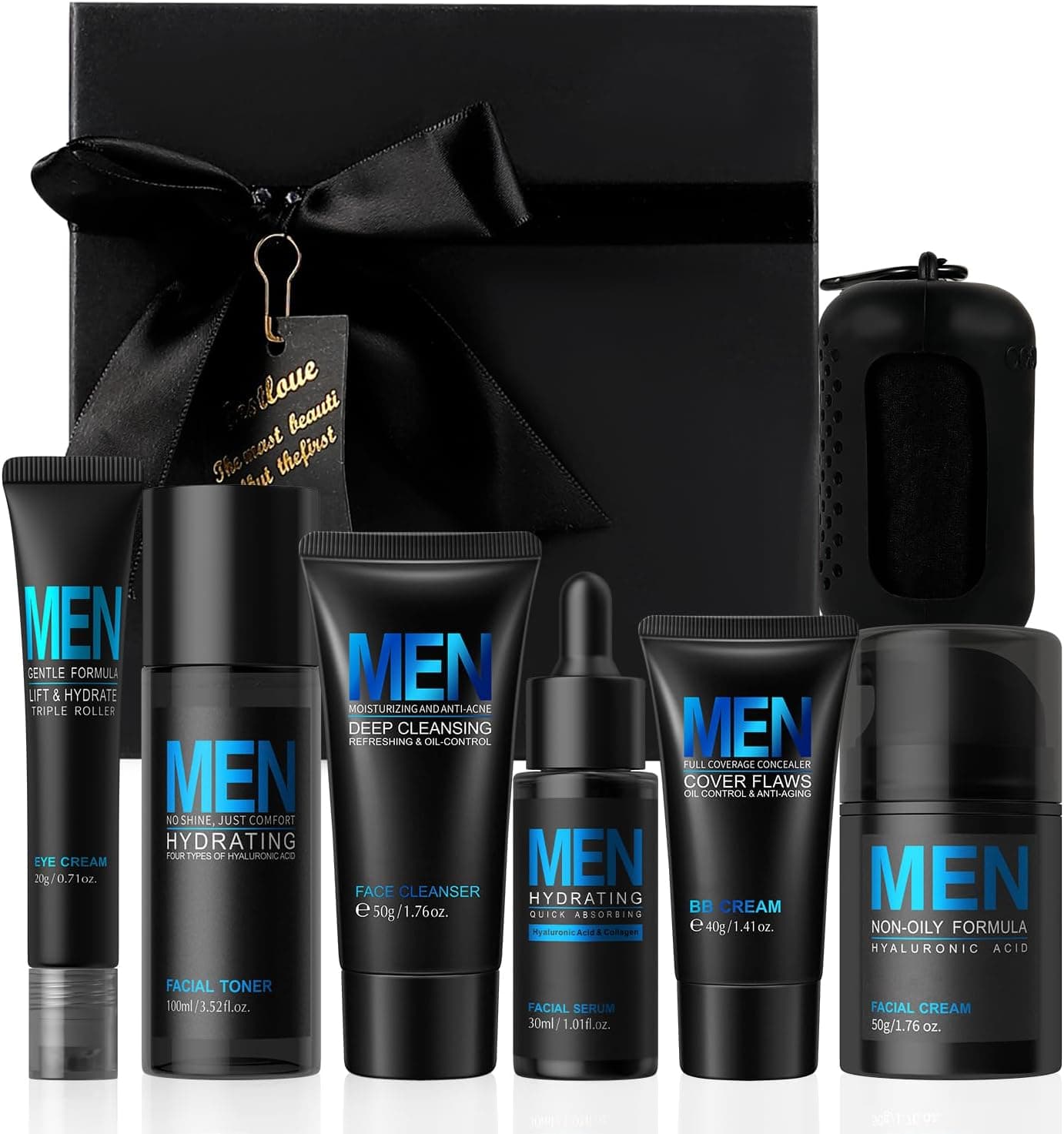 Set de cuidado facial masculino de siete piezas, BeauBase