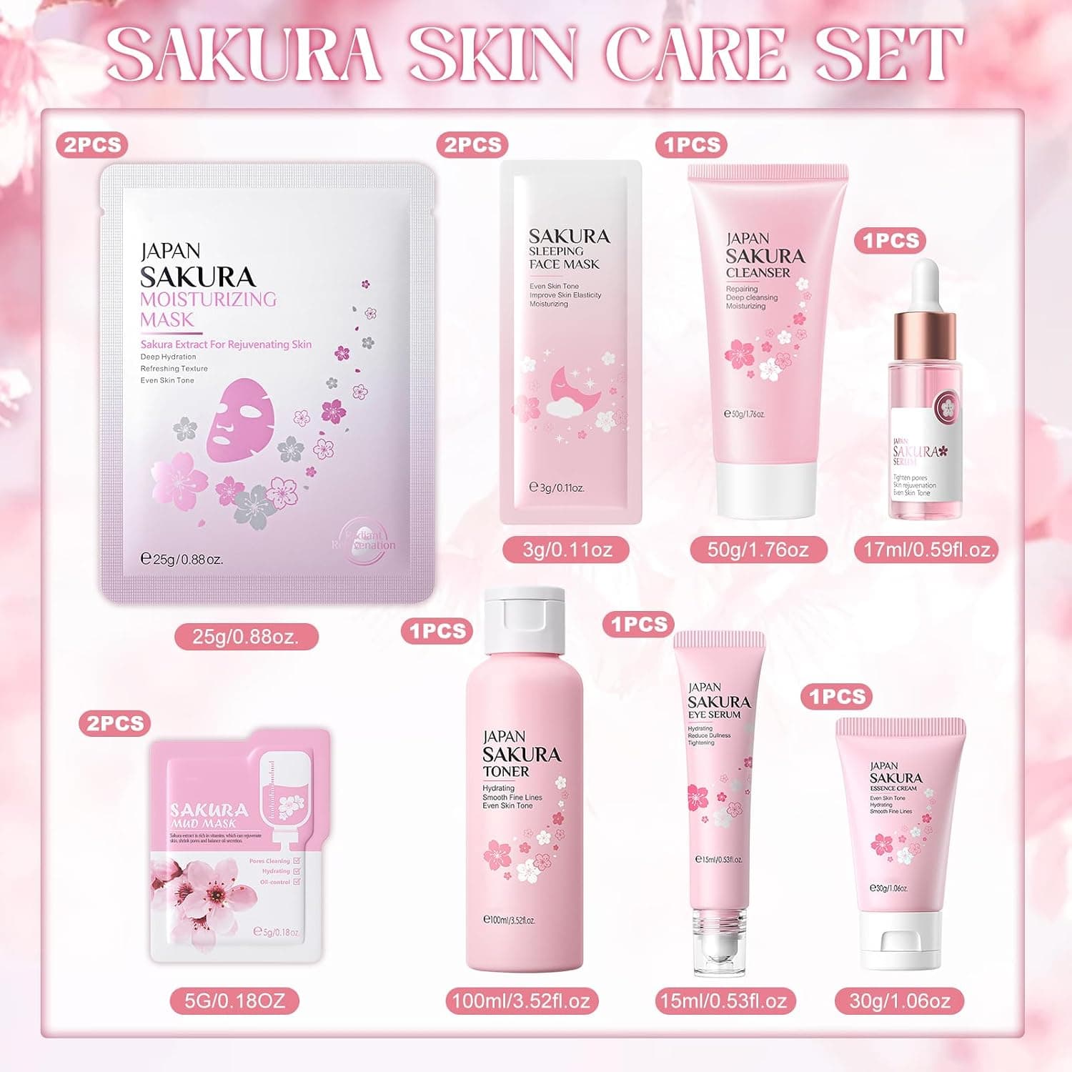 Set de cuidado facial Sakura, 11 piezas, foto 2