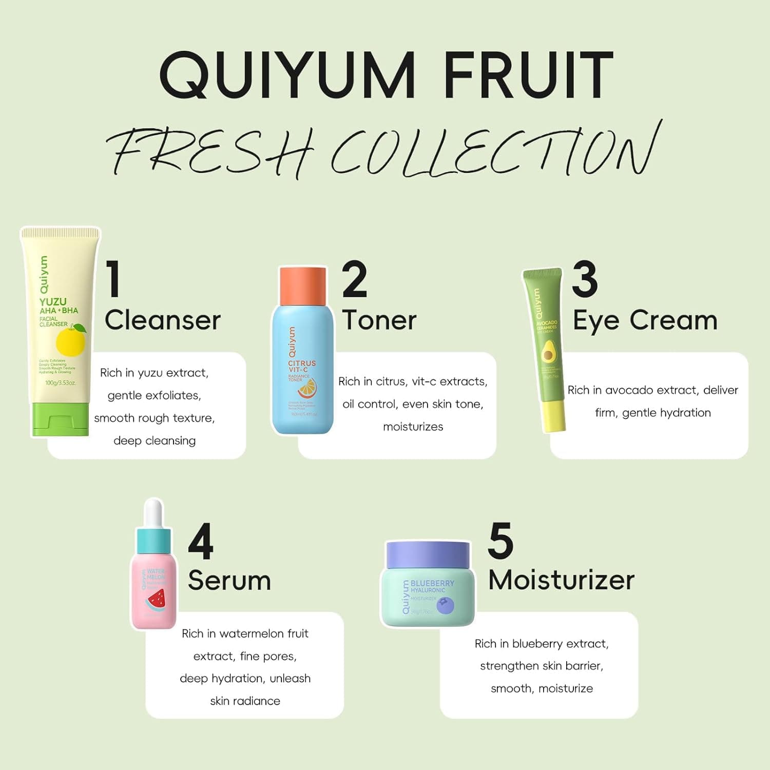 Productos del set de cuidado facial con frutas