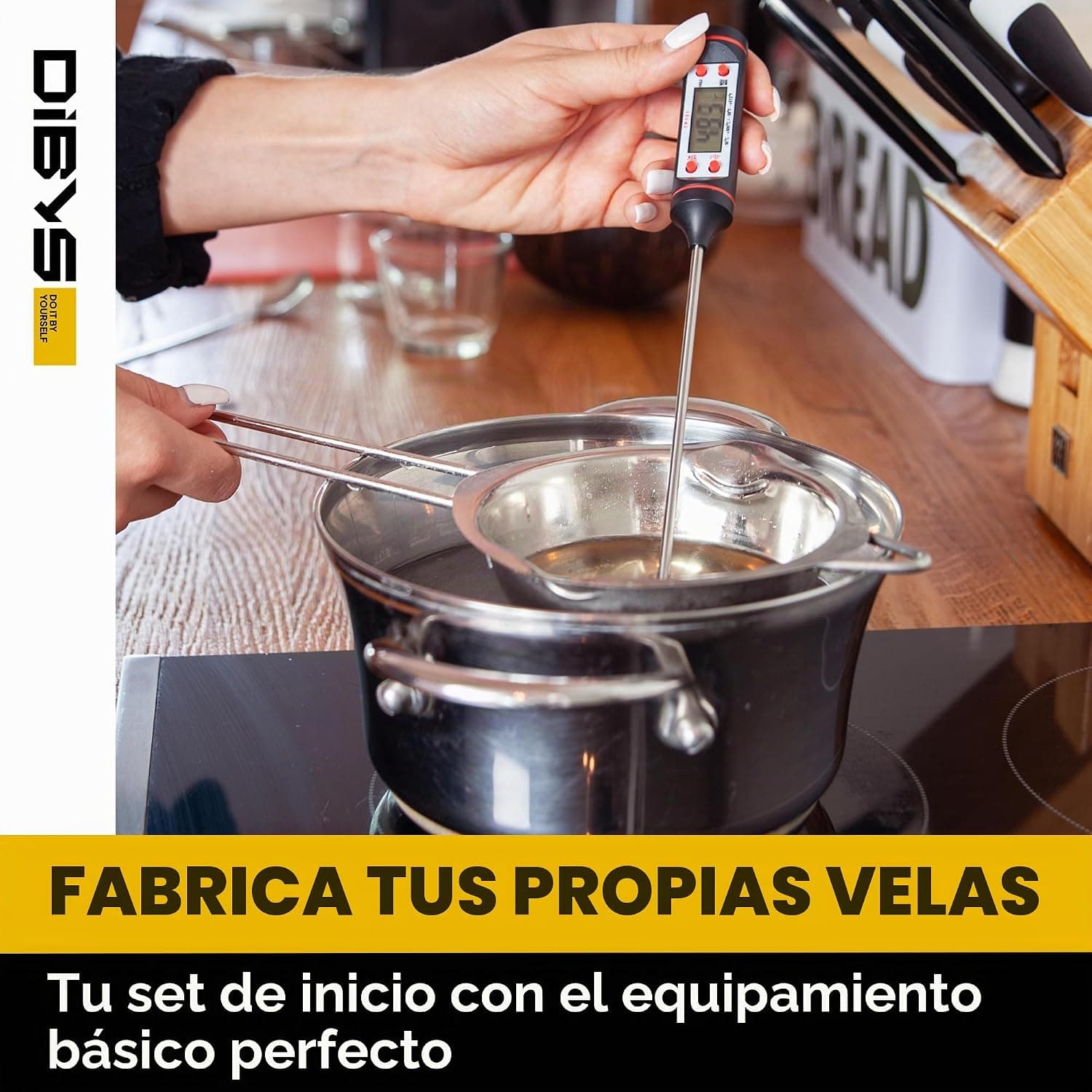 Detalle de las mechas y accesorios incluidos en el set
