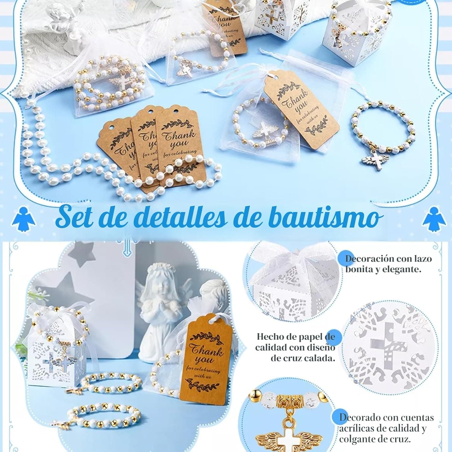 Detalle de una pulsera montada dentro de su caja con etiqueta