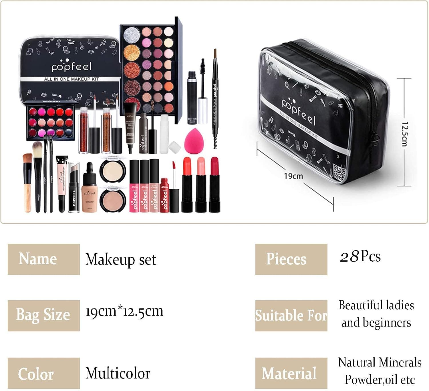 Set de maquillaje profesional RoseFlower con bolsa de viaje, foto 2