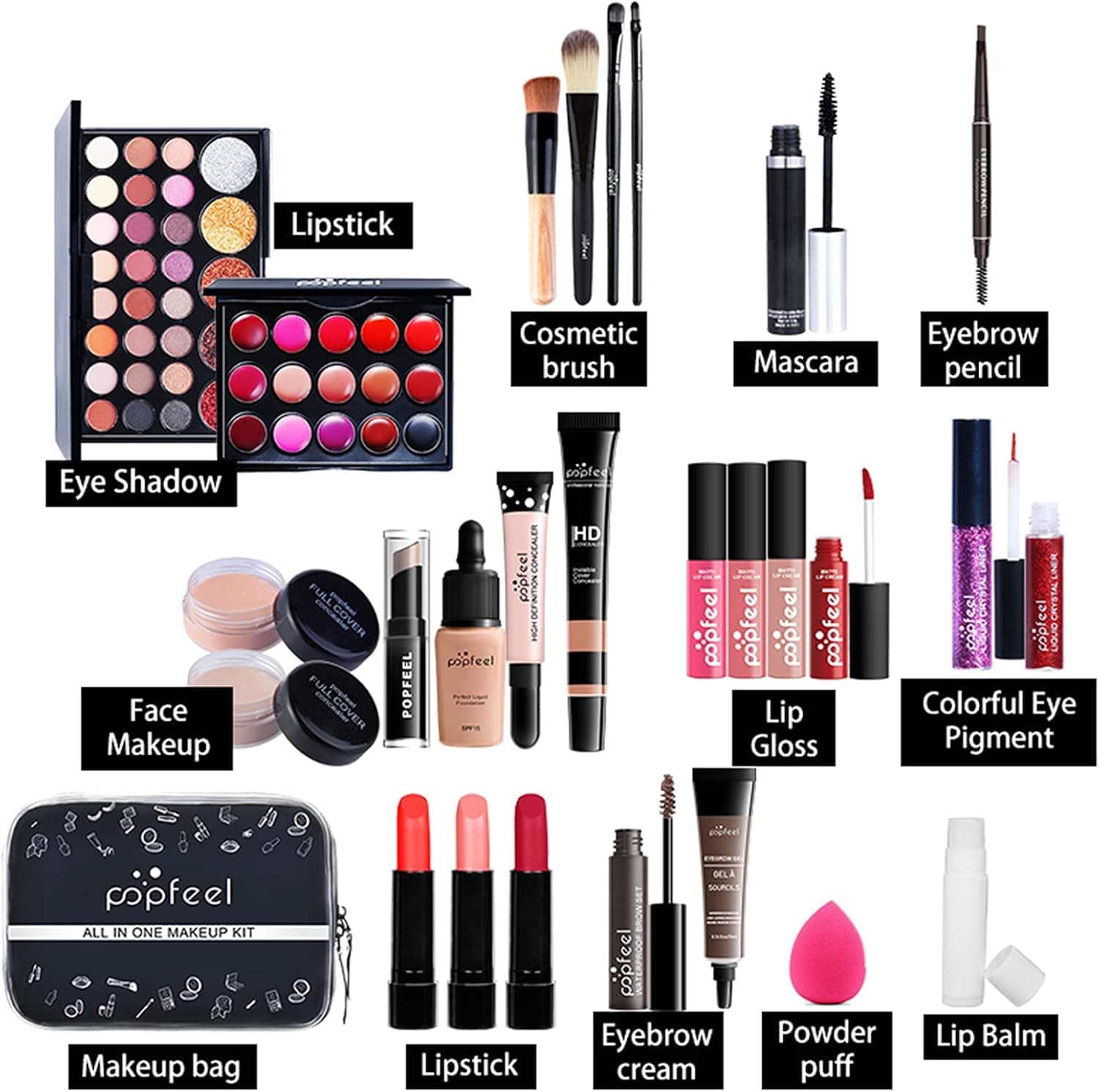 Set de maquillaje profesional RoseFlower con bolsa de viaje, foto 3