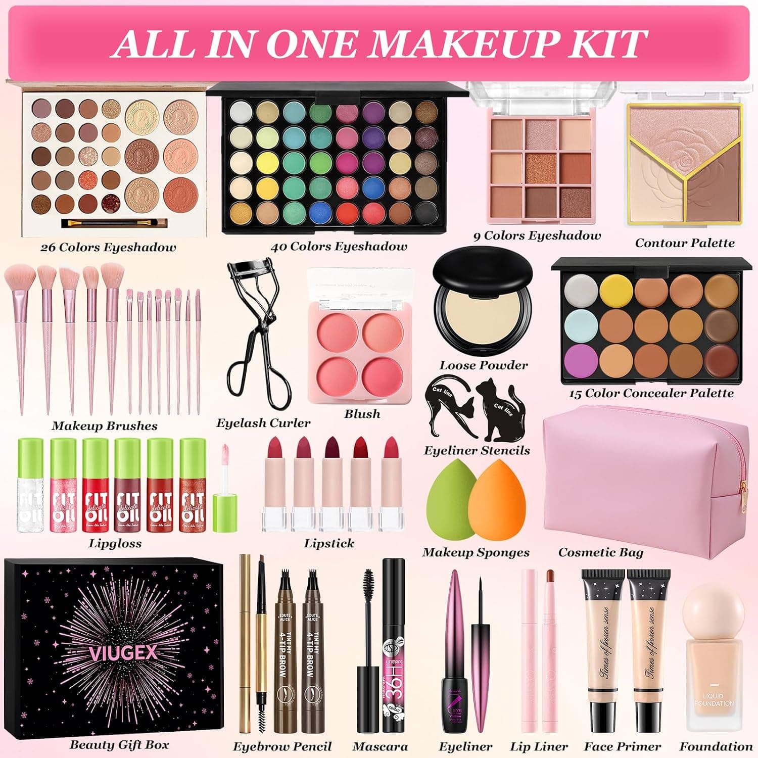 Set de maquillaje profesional completo con neceser, foto 2