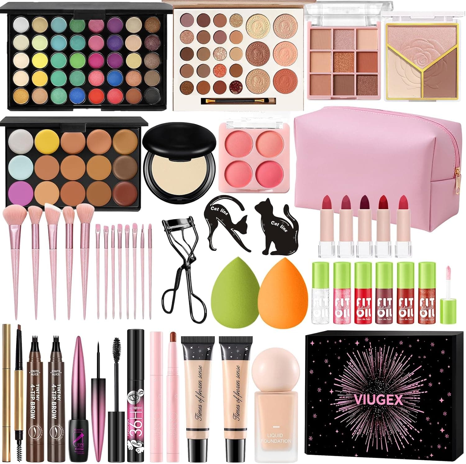 Set de maquillaje profesional Viugex con neceser de viaje