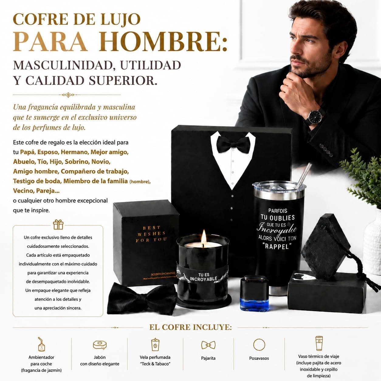 Set de regalo para hombre, taza y vela, de Creashine, foto 2