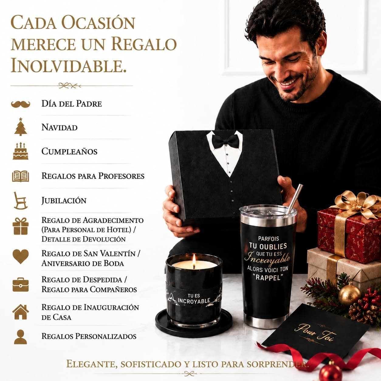 Set de regalo para hombre, taza y vela, de Creashine, foto 3