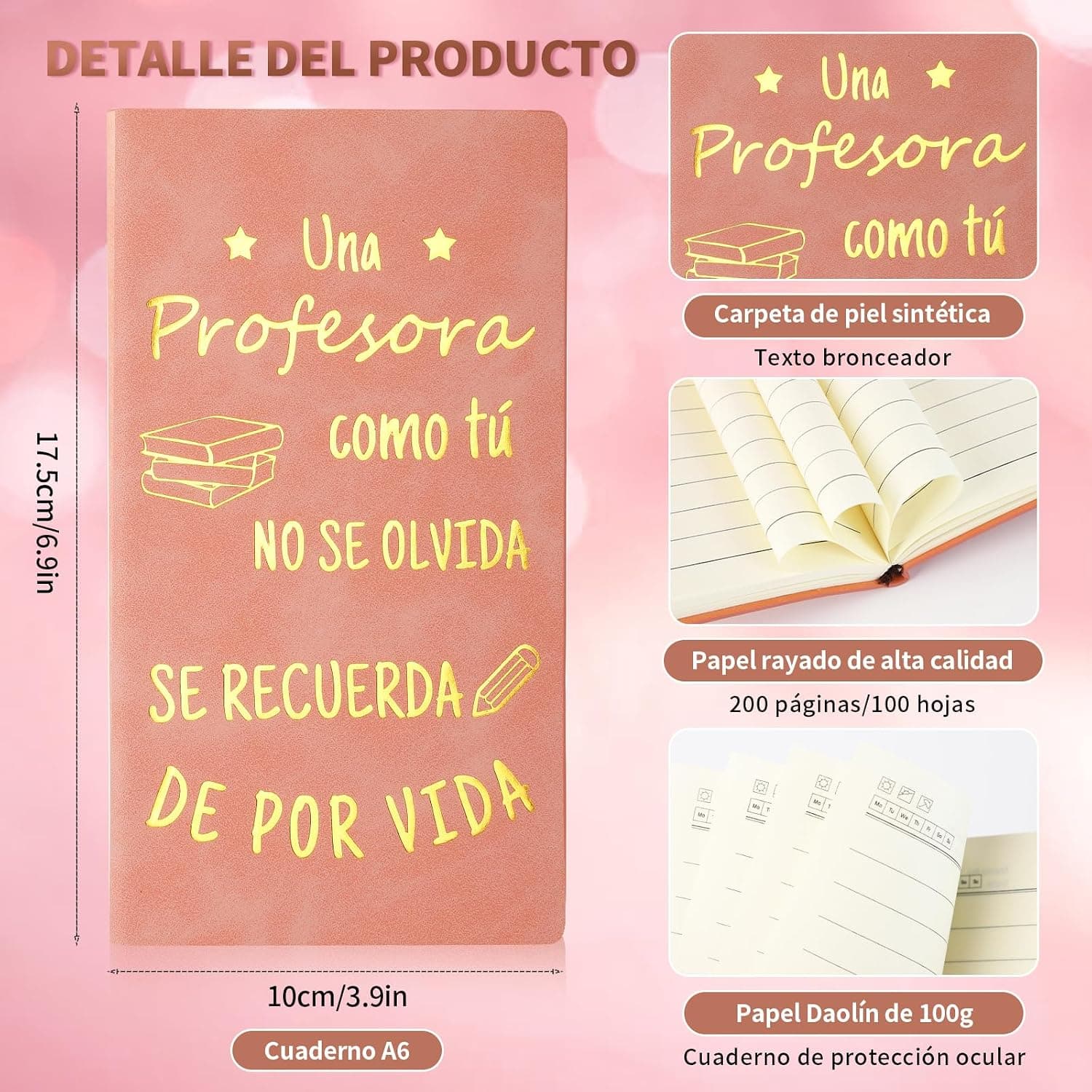 Set de regalo para profesora infantil, cuaderno y pluma, foto 3