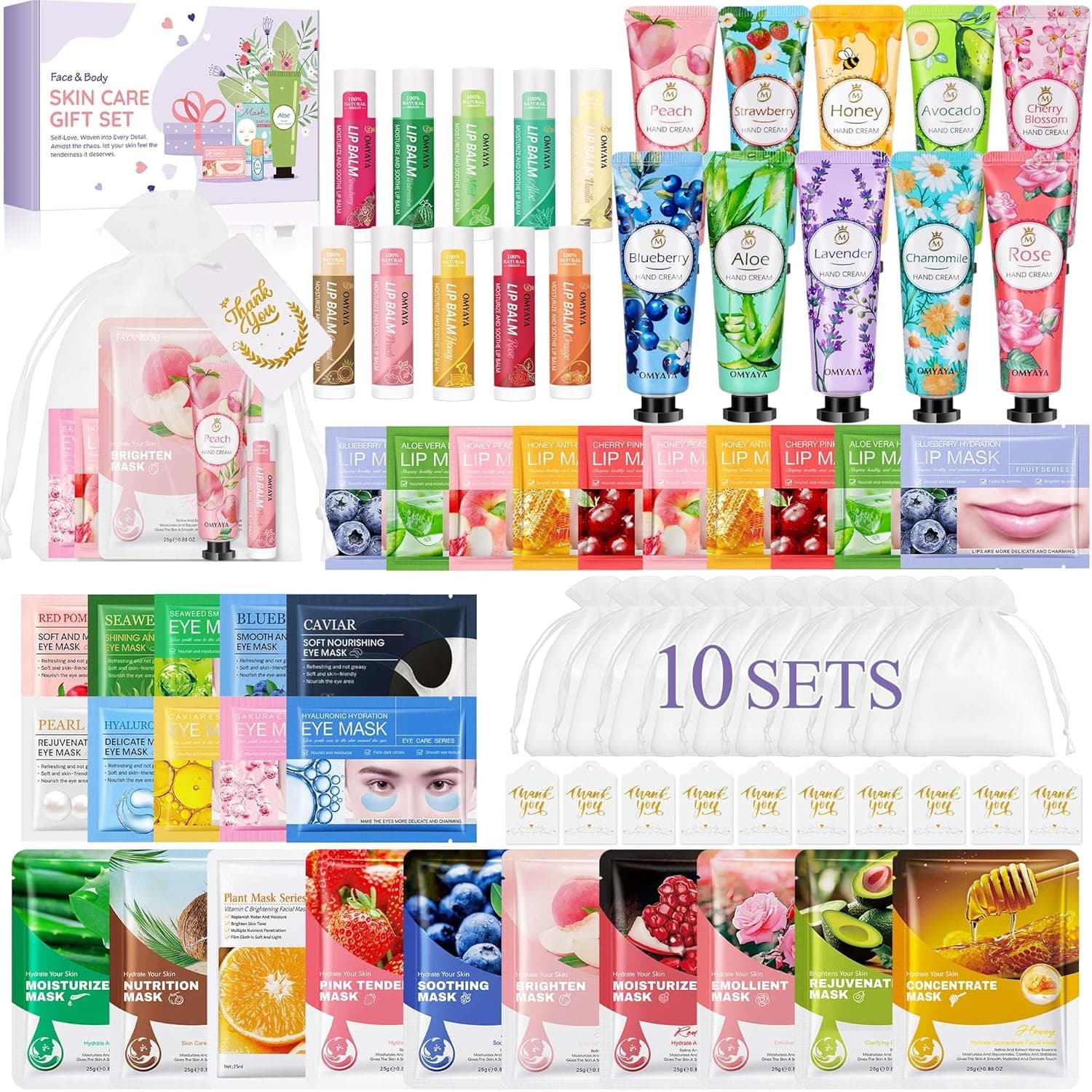 Set de regalo de spa de 70 piezas de Phyonoloy en bolsas de organza