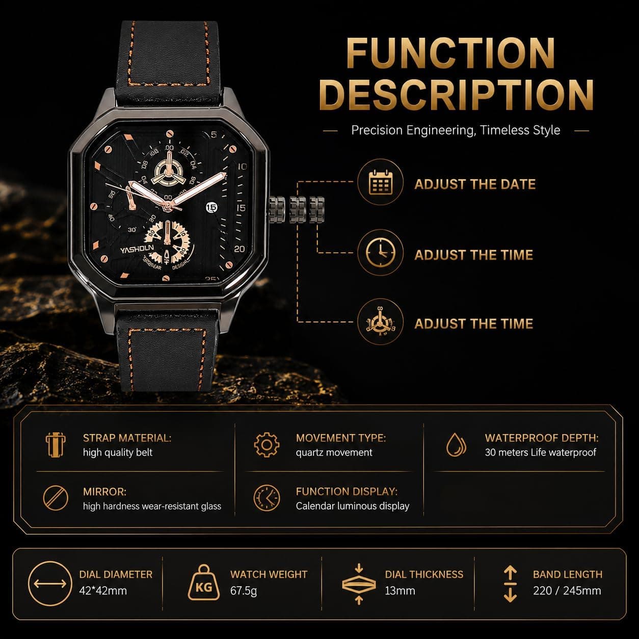 Set de reloj, llavero y gafas de sol para hombre, foto 2