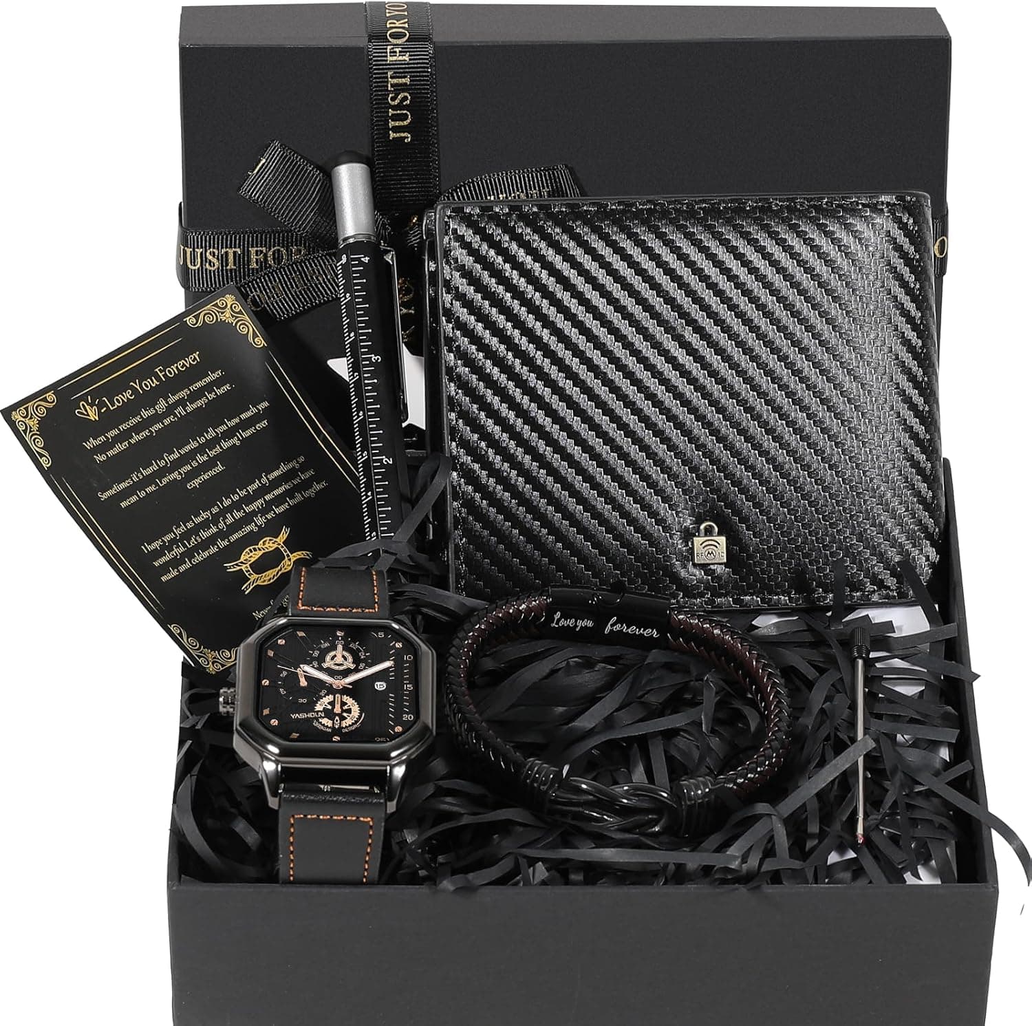 Set de regalo con reloj, llavero y gafas de sol para hombre