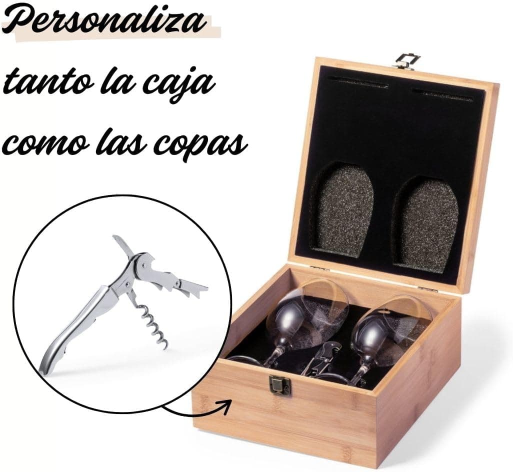 Set de vino personalizado con estuche de bambú, foto 3