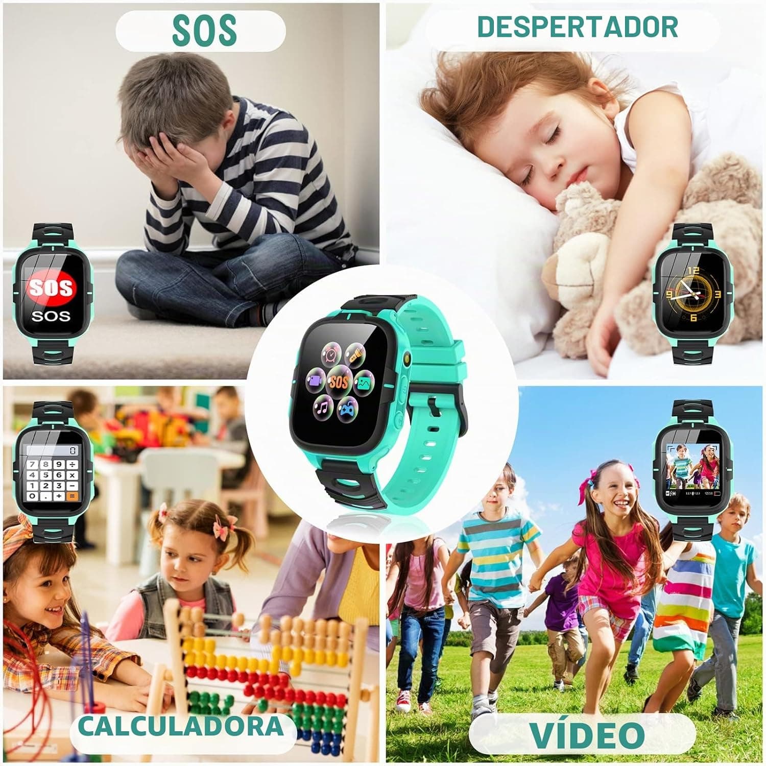 Detalle de la interfaz con juegos y botón SOS