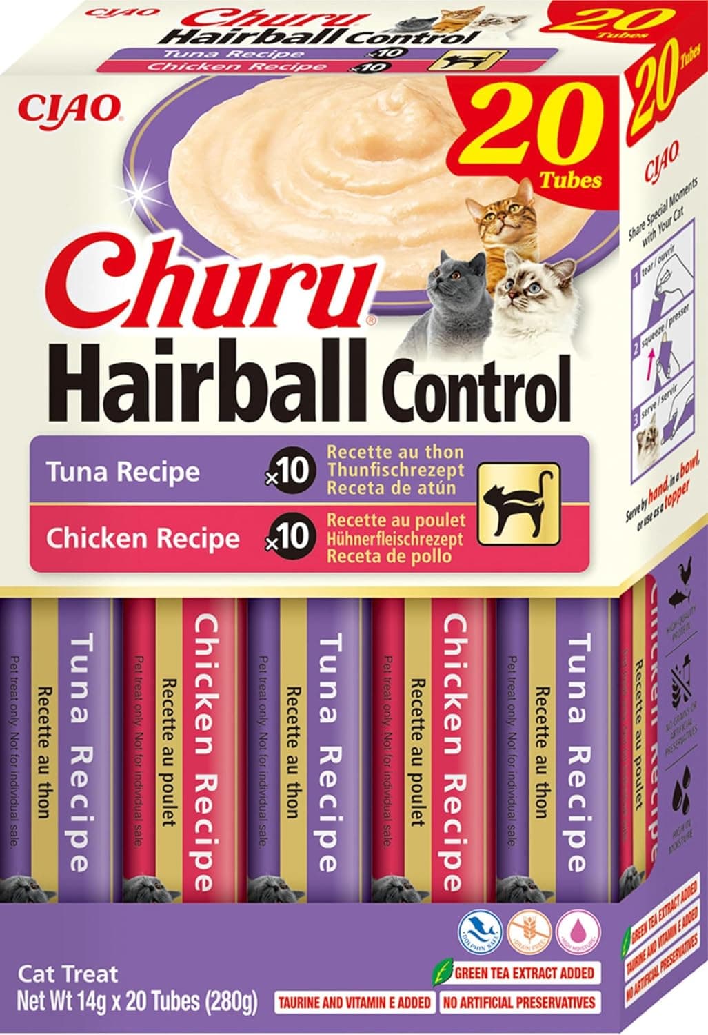 Pack de snacks Churu INABA antibolas de pelo para gatos