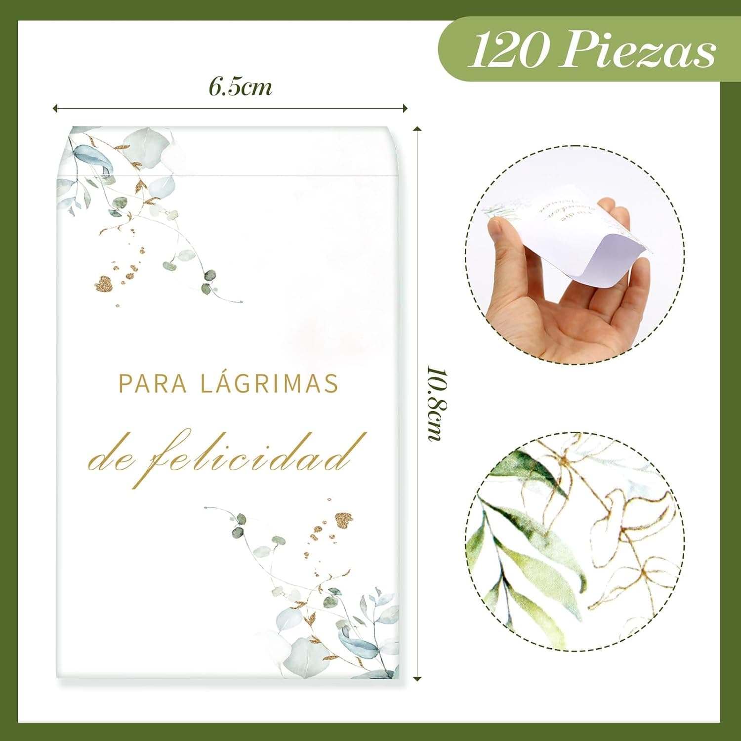 Sobre colocado sobre un plato en una mesa puesta con vajilla blanca, cubiertos dorados y flores de cerezo