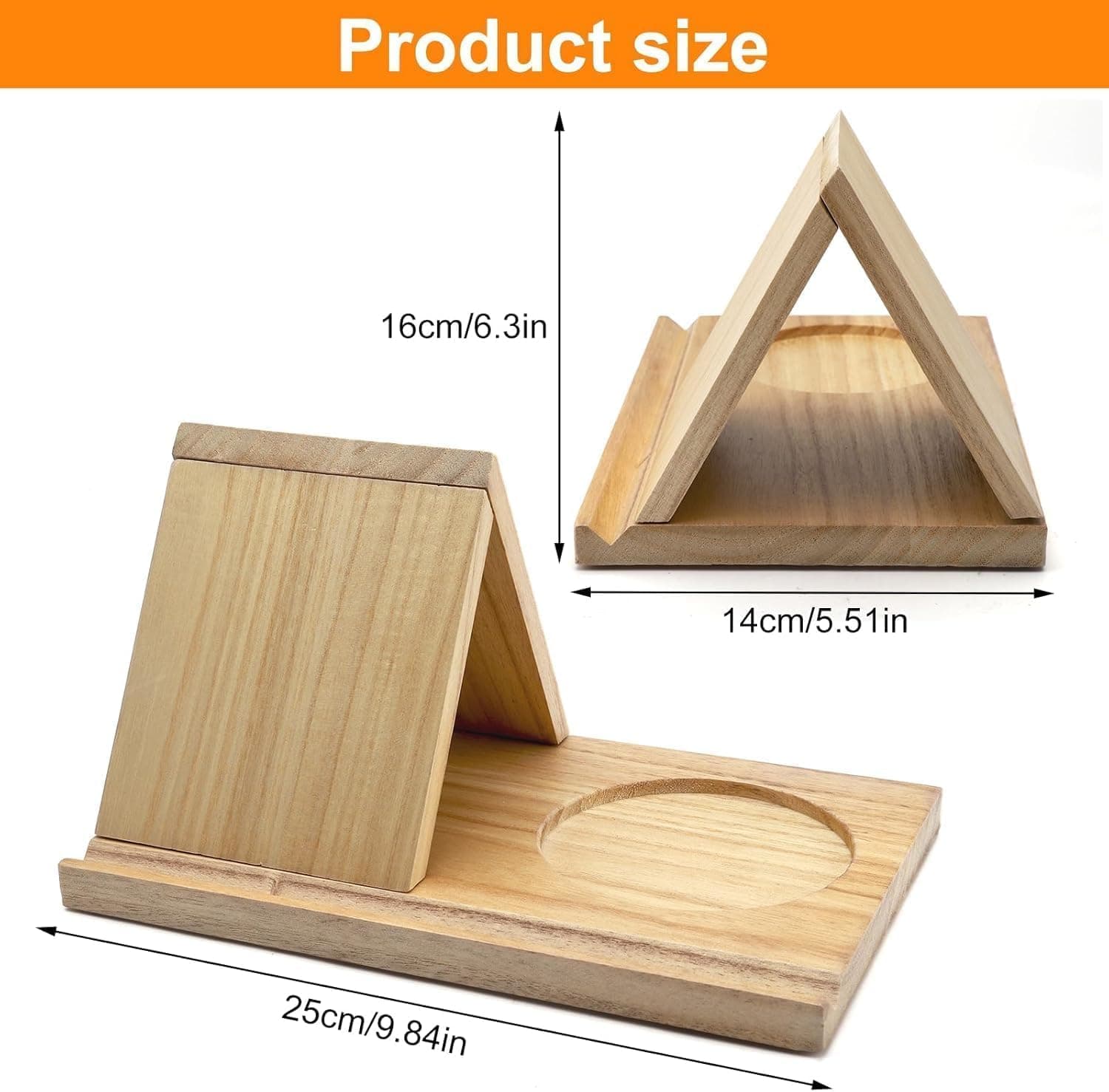Soporte de libro triangular de madera maciza, foto 3