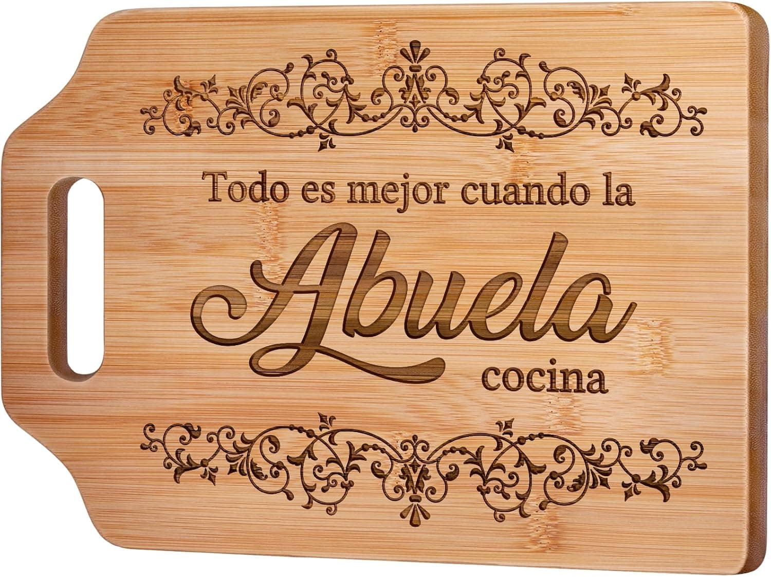 Tabla de cortar de bambú con la frase grabada para la abuela