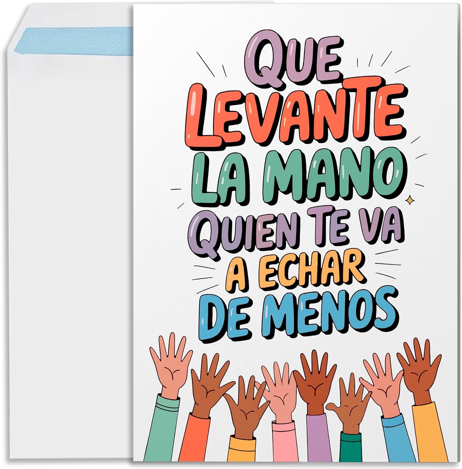 Tarjeta de Despedida Gigante A4 «Que levante la mano», foto 3