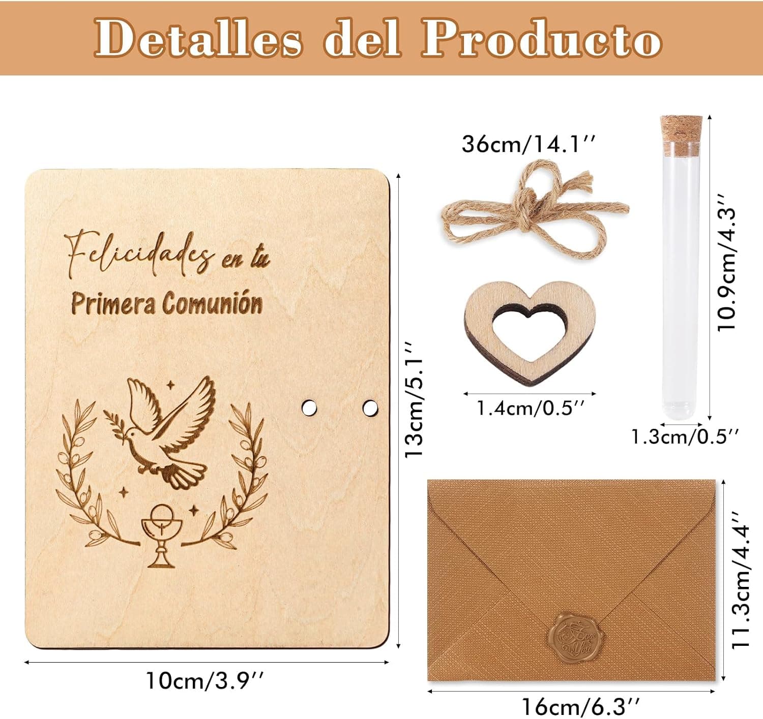 Tarjeta de madera para regalar dinero en la comunión, foto 2