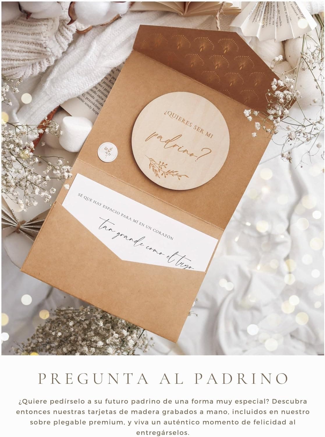 Joli Coon Tarjeta de Madera «¿Quieres Ser Mi Padrino?», foto 3