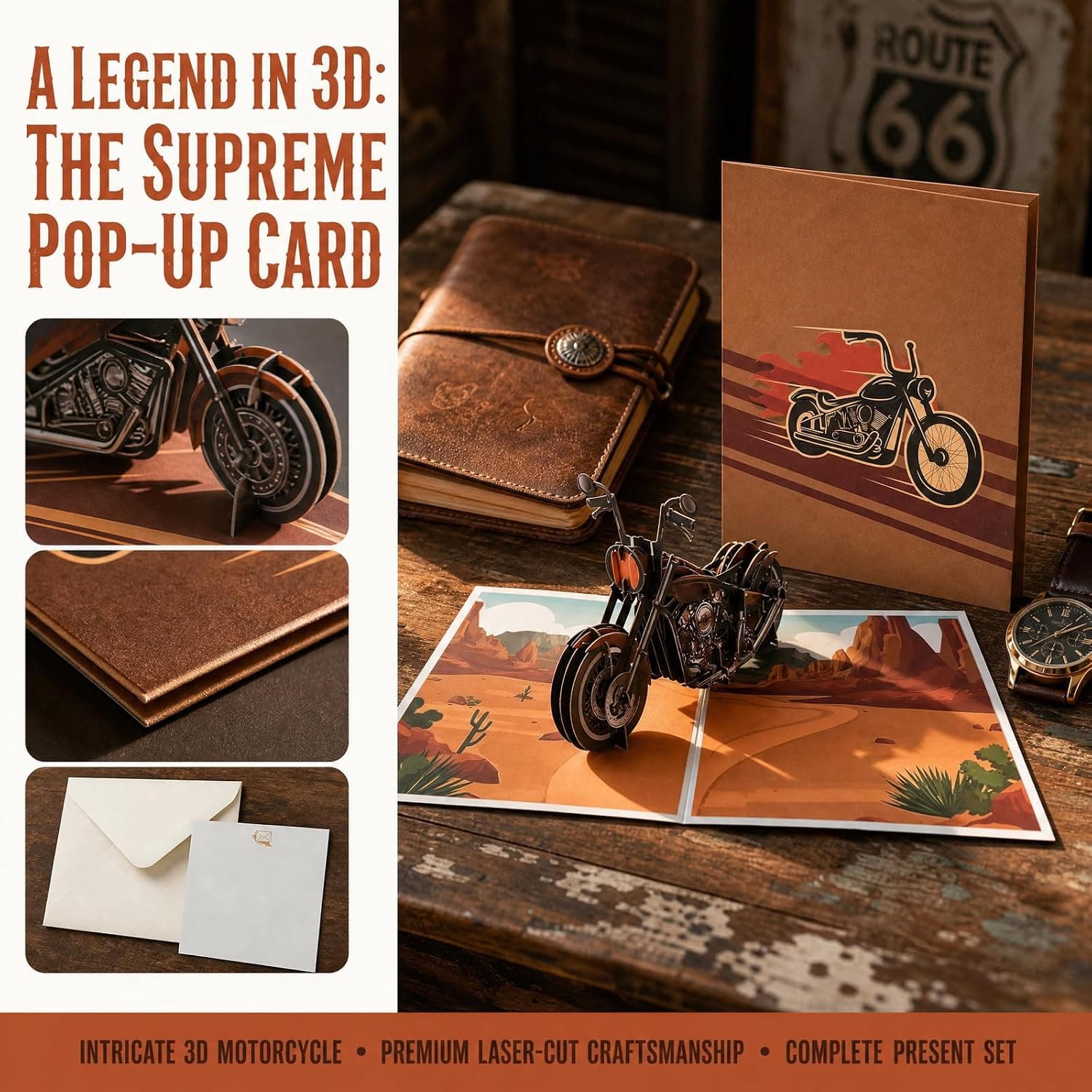 Tarjeta de Felicitación Pop-Up 3D de Moto, foto 3