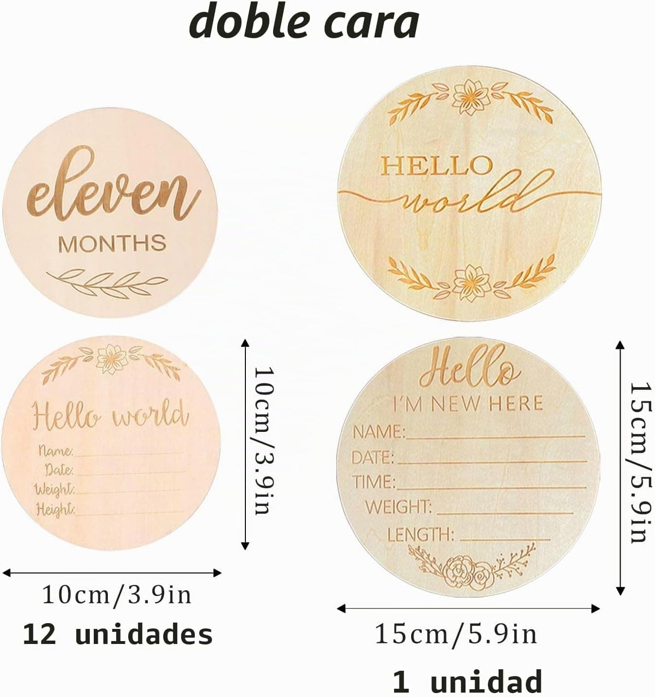 Set de Tarjetas de Madera para los Cumplemeses del Bebé, foto 2