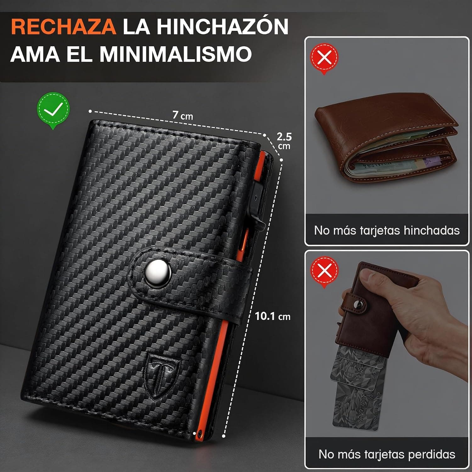Tarjetero TENBST con monedero y bloqueo RFID, foto 3