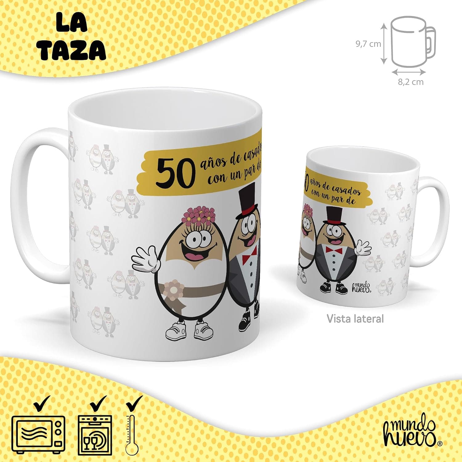 Taza "50 Años de Casados con un Par de Huevos" y Caramelos, foto 2