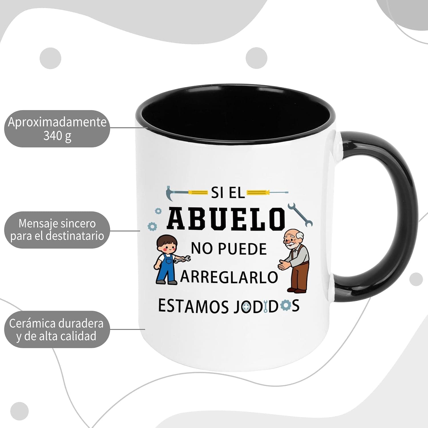 Taza «Si el abuelo no puede arreglarlo, estamos jodidos», foto 3