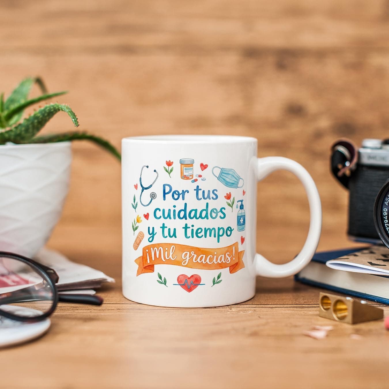 Taza de agradecimiento Por tus cuidados y tu tiempo, foto 2