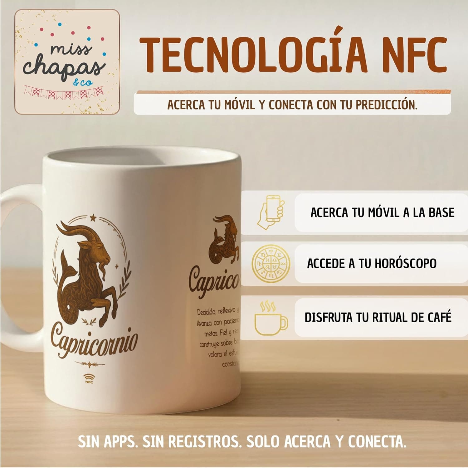 Taza de Capricornio con chip NFC, de Miss Chapas, foto 3