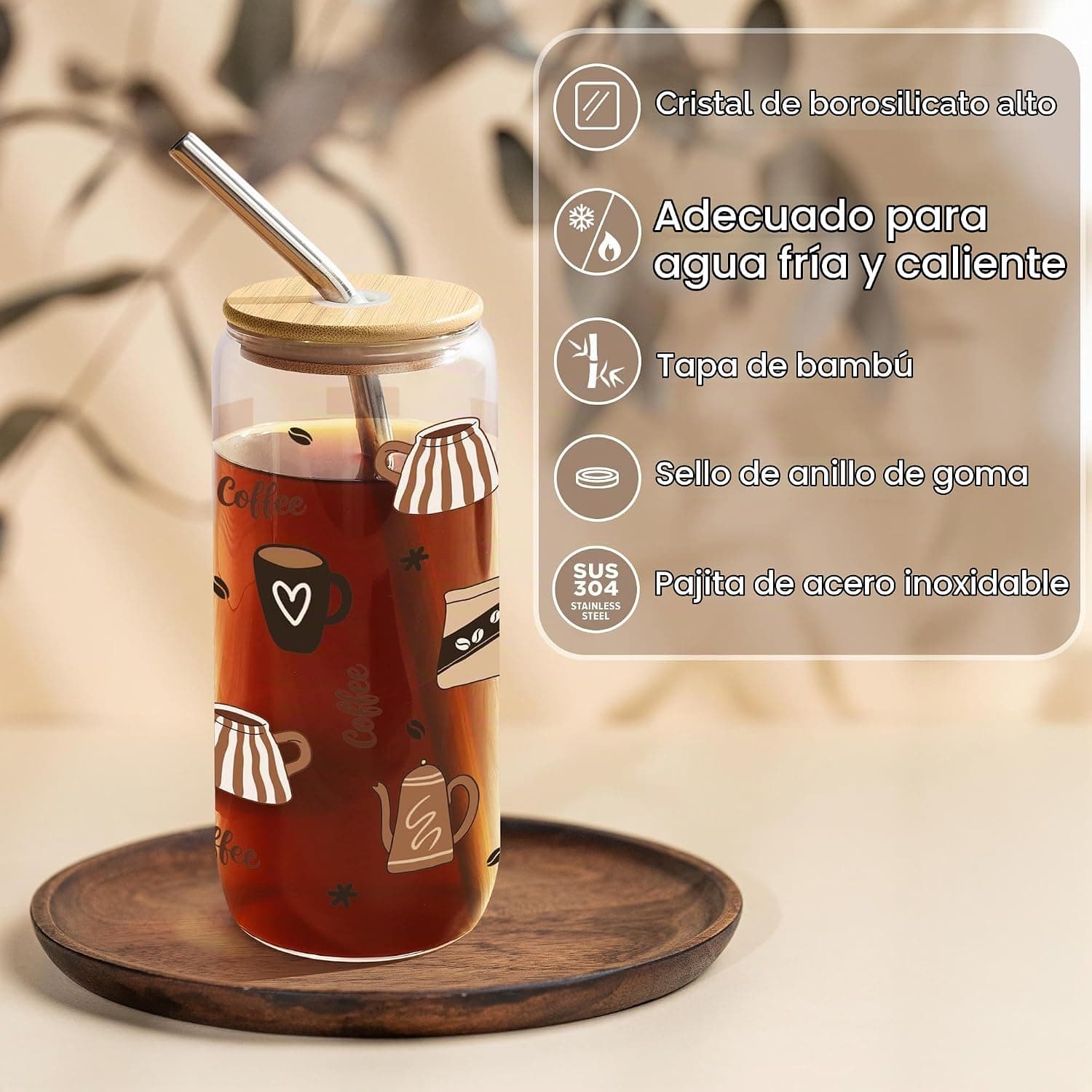 Vaso de cristal con muñeco de ganchillo de café, de Joeyan, foto 3