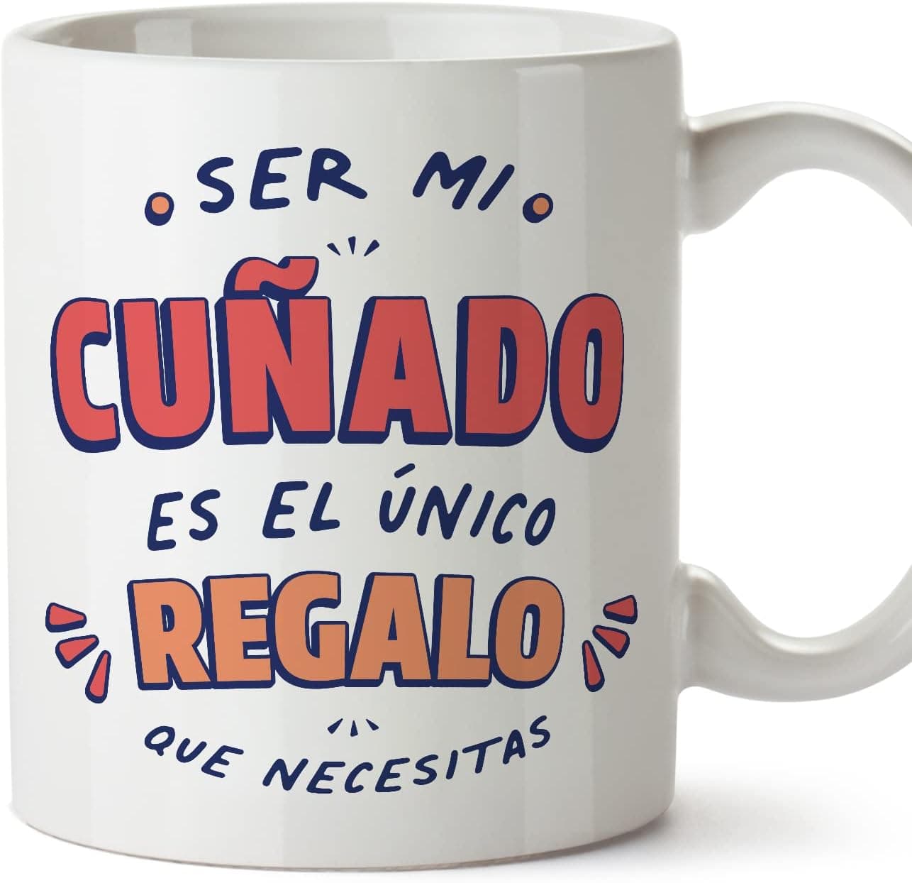 Taza blanca con mensaje impreso para cuñado