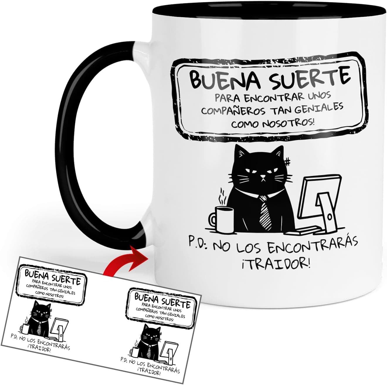 Taza de cerámica con mensaje de agradecimiento para compañero de trabajo