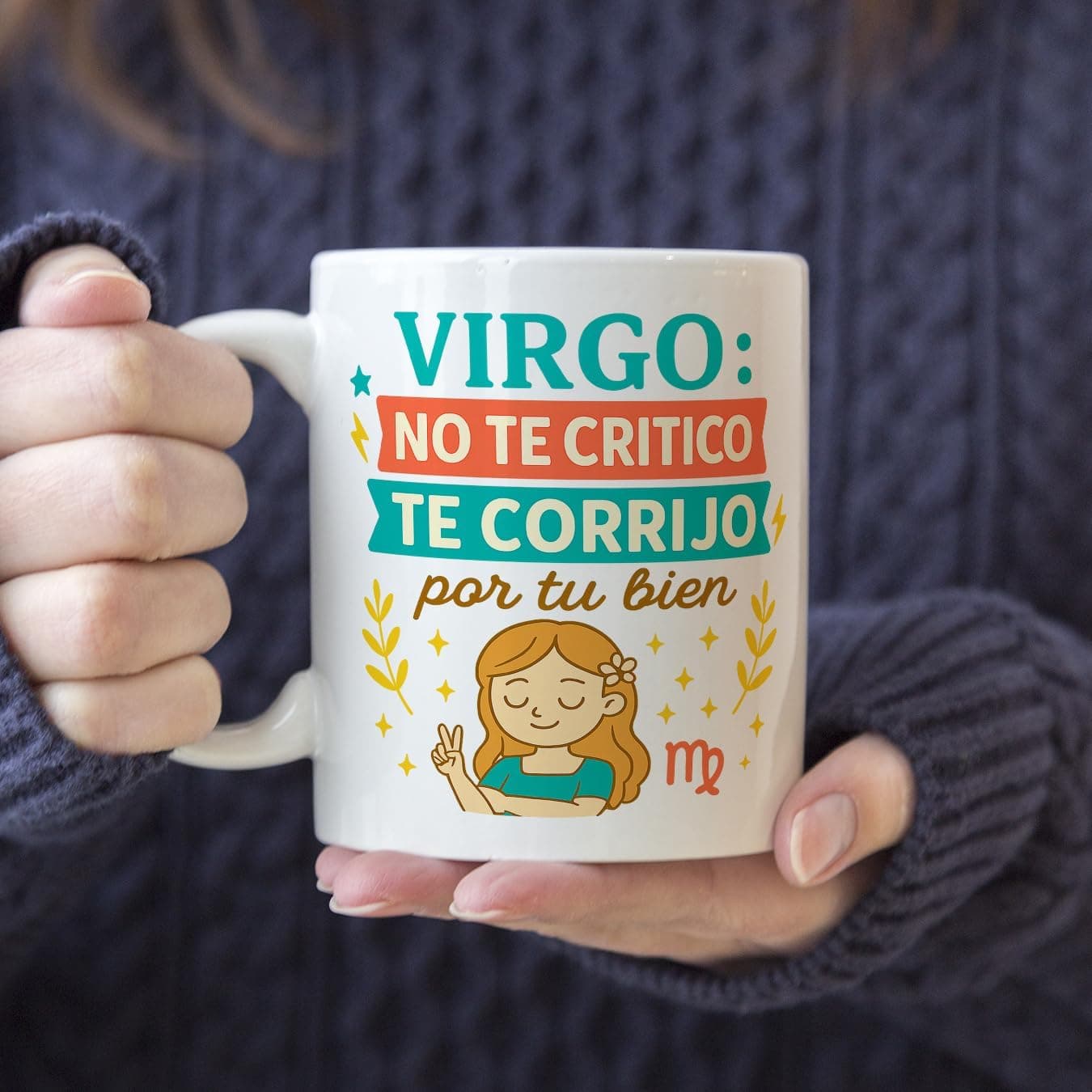 Taza de Virgo "no te critico, te corrijo", de MUGFFINS, foto 3