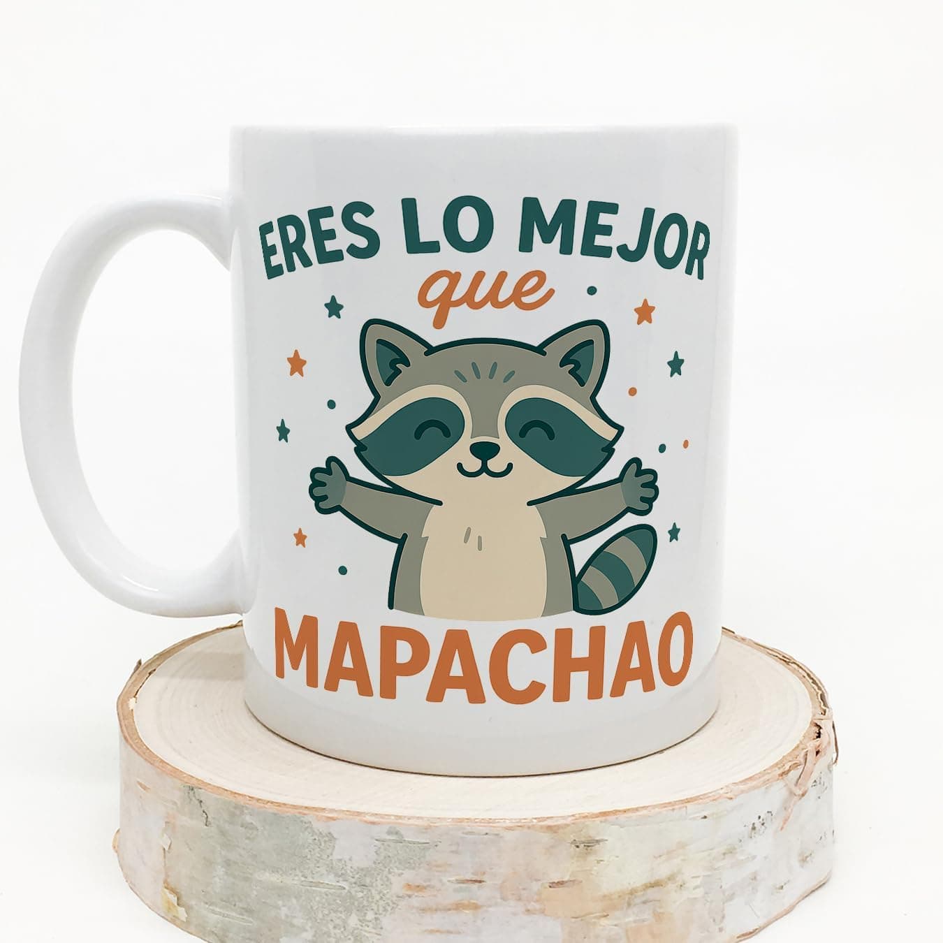 La misma frase impresa en la otra cara de la taza