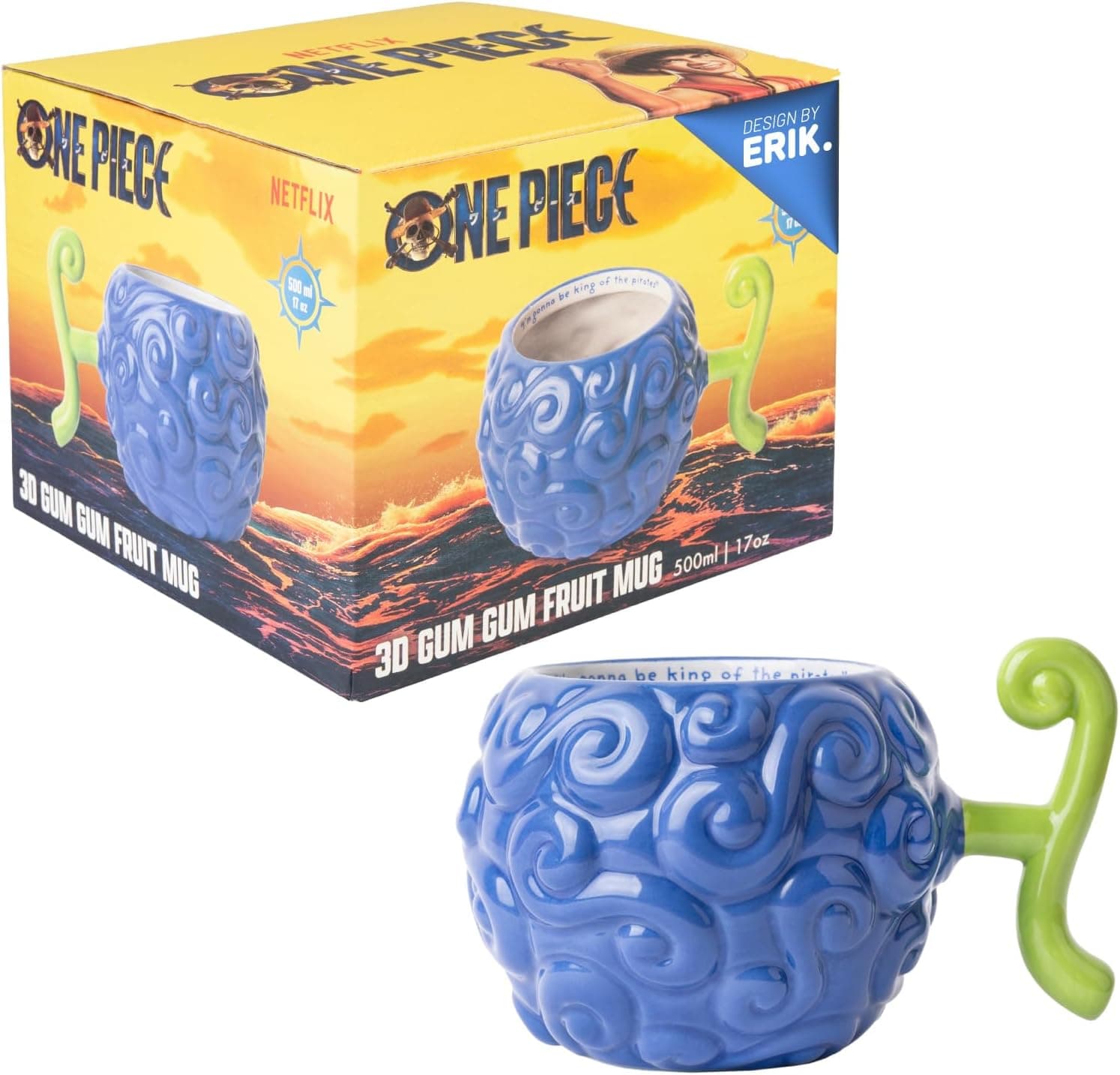 Taza grande de desayuno con el diseño de la Fruta del Diablo de One Piece