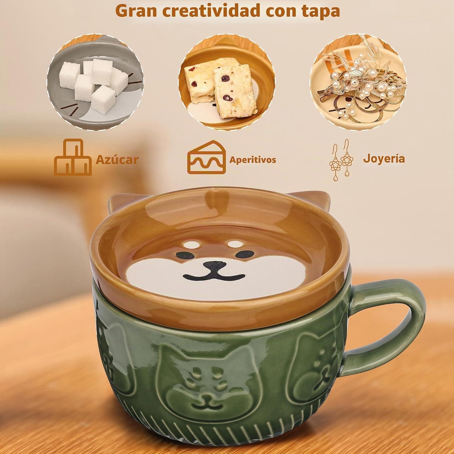 Taza de Perro con Tapa, Verde, foto 2