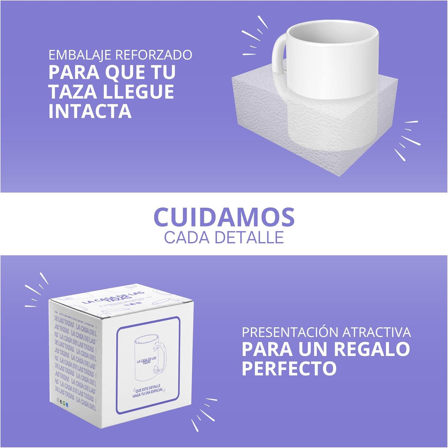 La taza vista desde otro ángulo con el diseño completo