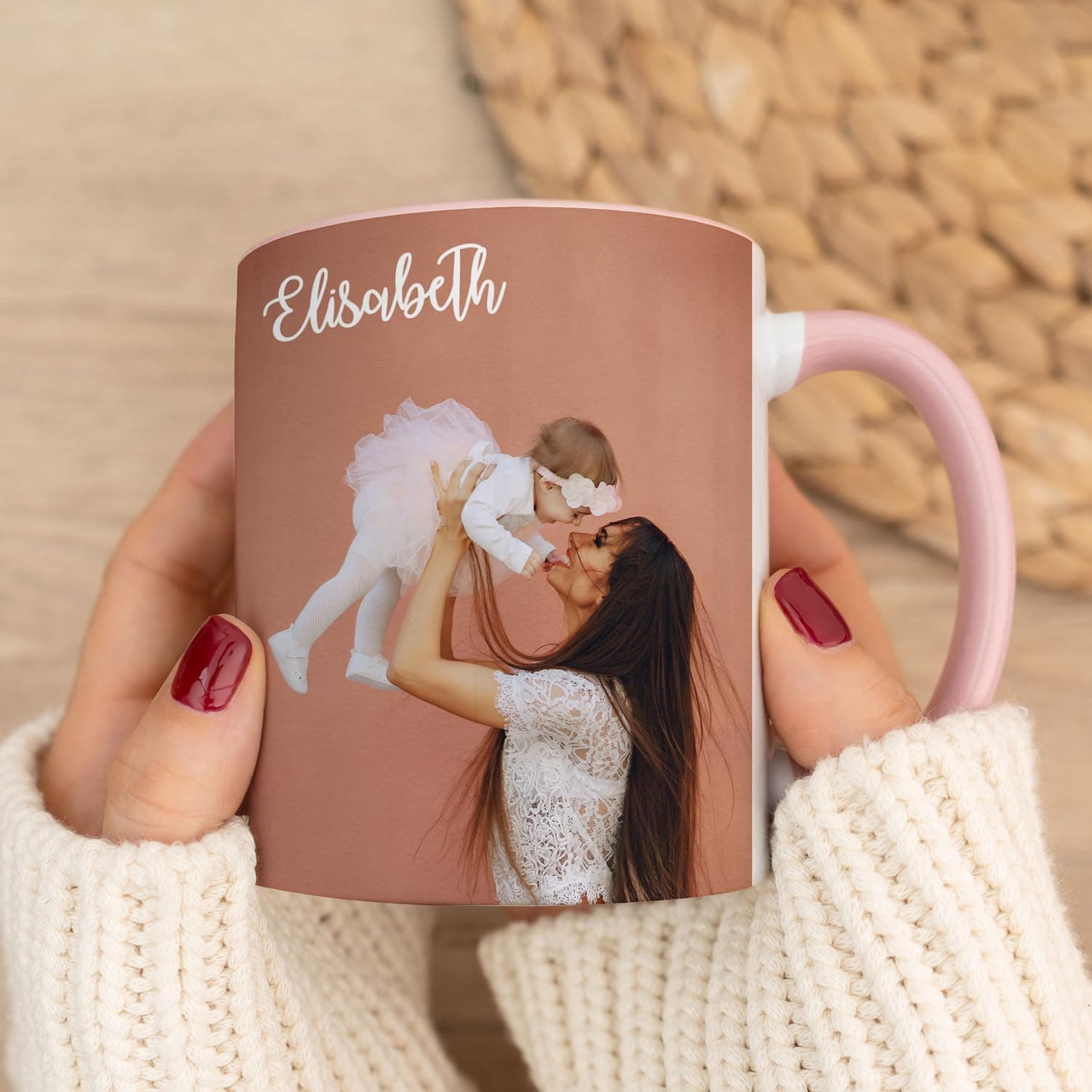 Taza de cerámica personalizada con foto y texto