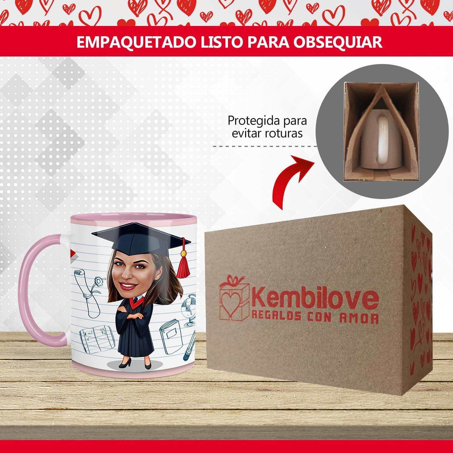 Taza con caricatura a partir de foto para graduación de mujer, foto 3