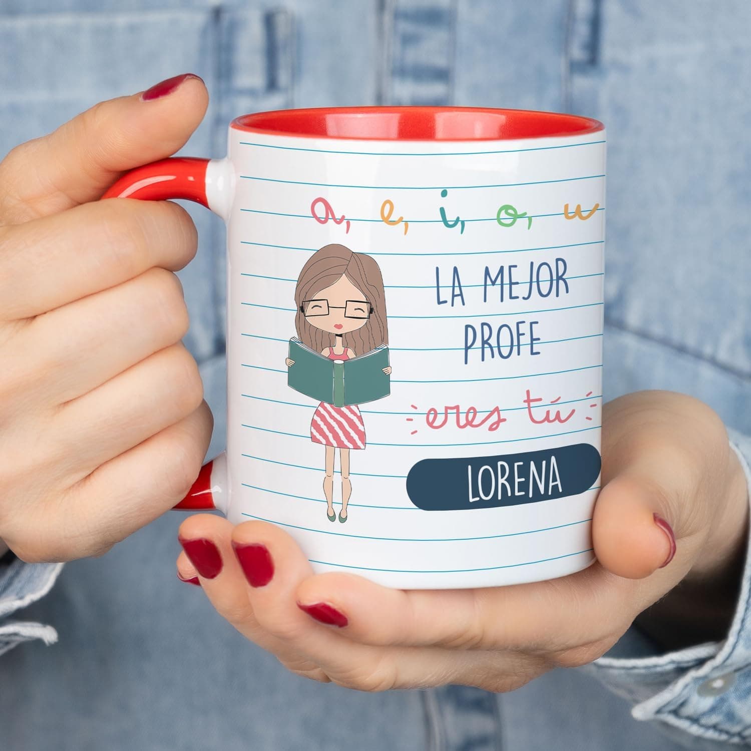 Taza personalizada con nombre para profesor