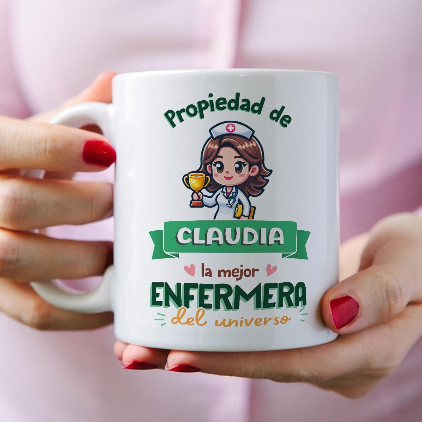 Taza personalizada Propiedad de para enfermera, foto 2