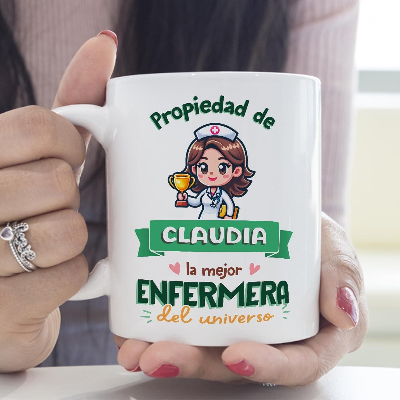 Taza personalizada Propiedad de para enfermera, foto 3