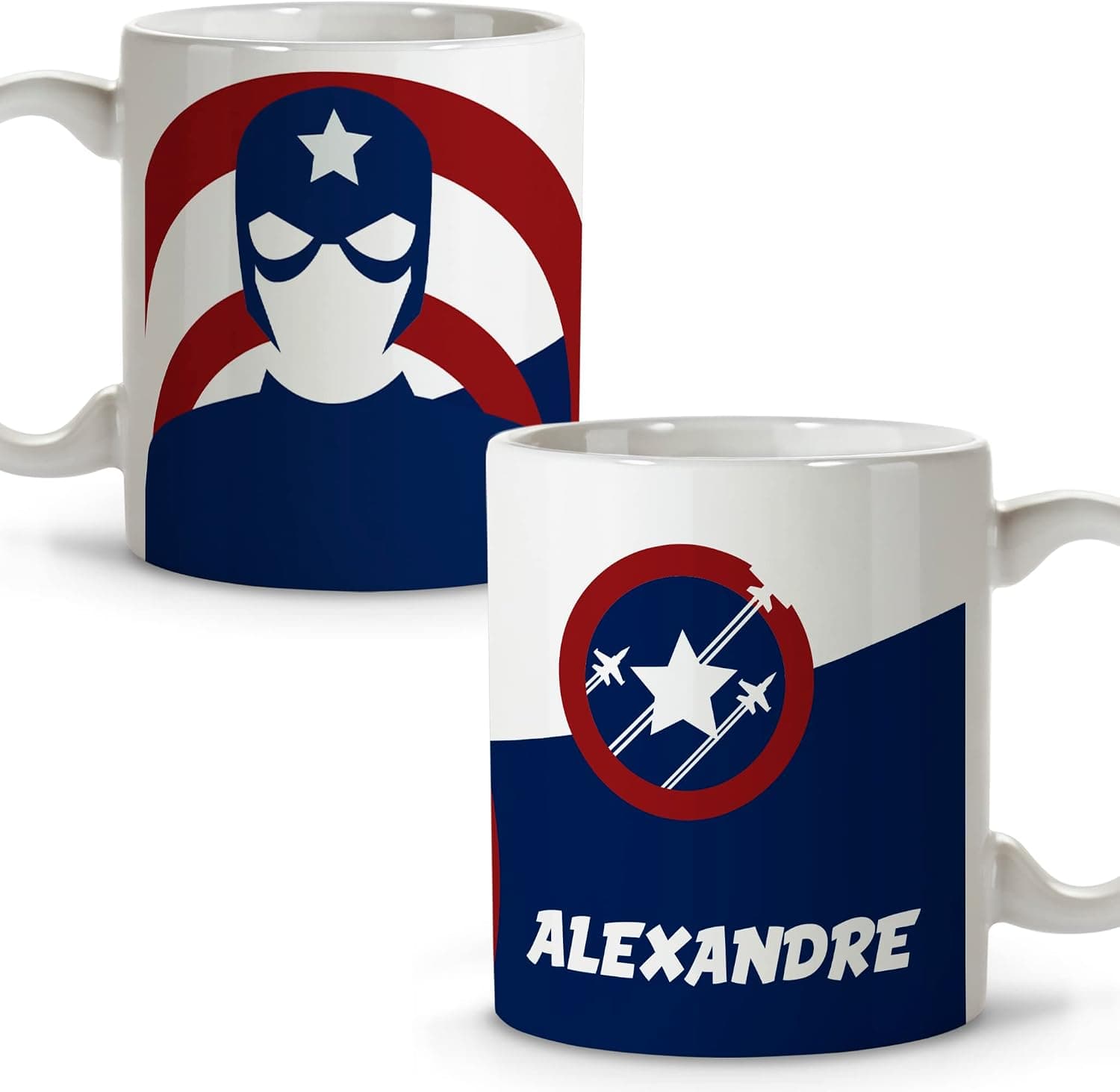Taza de cerámica personalizada con diseño de superhéroes y caja regalo
