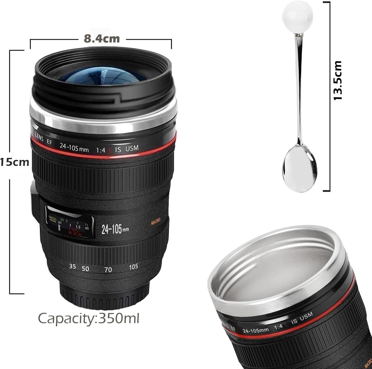 Taza Térmica con Forma de Objetivo de Cámara, foto 3
