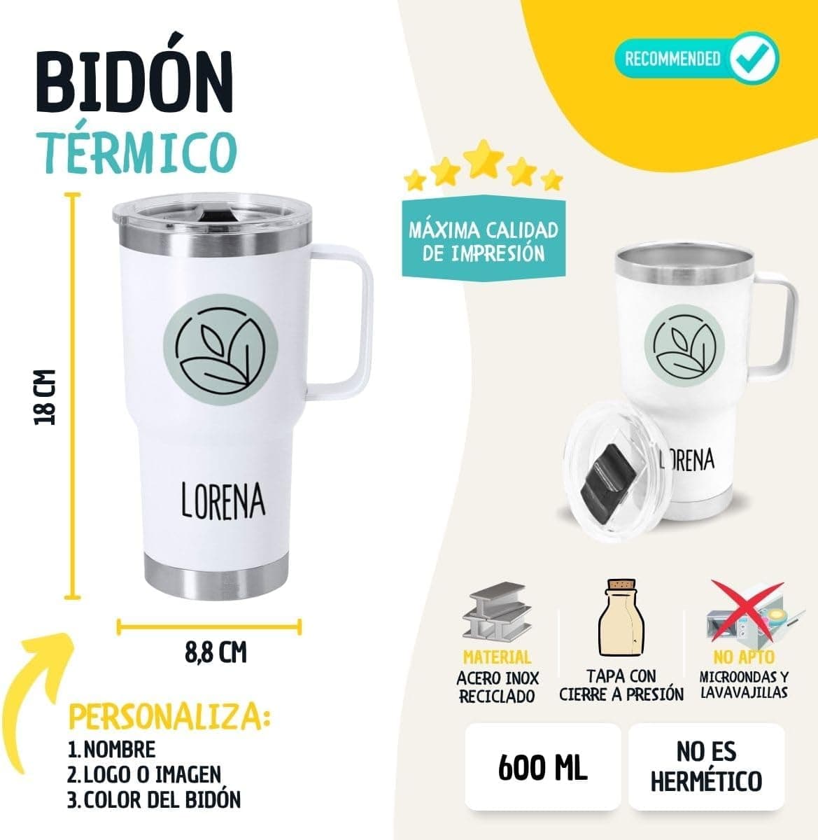 Taza térmica personalizada con nombre o imagen, de DEREGALOOS, foto 2