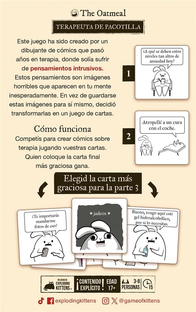 Cartas del juego con viñetas para completar